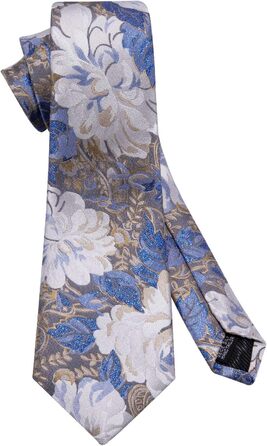 Краватка Barry.Wang для хлопчиків, 119.9 см, самов'язування, комплект з кишеньковим хустинкою, для підлітків, шкільної форми, випускного, виступів, вік 6-15 років (біло-блакитний квітковий принт)