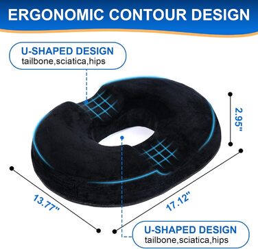 Ecosafeter Hemorrhoid Seat Cushion, High-Quality Donut Cushion Made of Memory Foam for Pregnancy, Tailbone, Postnatal, Sciatica, Pressure Sores