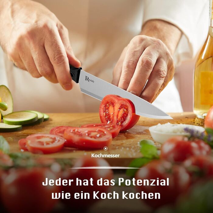 Набір ножів кухарських 7 предметів з бруском, кухонний набір ножів, ніж, ножиці, брусок для нарізки м'яса/овочів/фруктів, для нарізки, кубиків, шинкування (срібний)