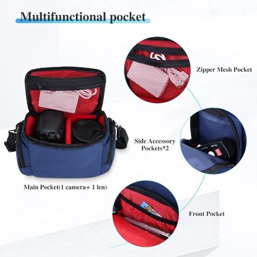 Сумка для камери Baigio: фотосумка для DSLR/SLR камер, об'єктивів та аксесуарів (темно-синій)