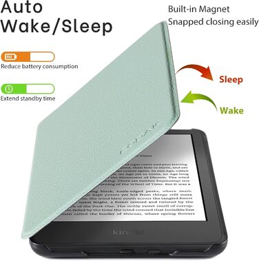 Чохол для Kindle 11 (2022/2024) CoBak, Matchagrün, з авто-функцією сну/пробудження