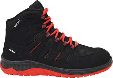 Робочі черевики ELTEN Maddox Black-red Mid ESD S3S, текстильні, з металевим носком, легкі, спортивні, 44 EU (жіночі та чоловічі)