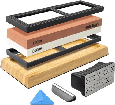 Набір точильного каменю Schleifstein 400/1000 та 1000/6000 з підставкою, для заточування ножів, японський точильний камінь