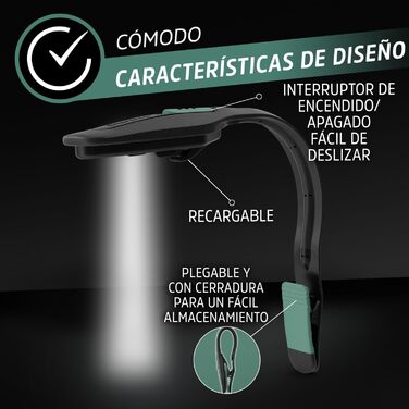 Ліхтарик для читання Energizer LED з кліпсою, USB-C, 3 режими, акумуляторна, гнучка, захист для очей