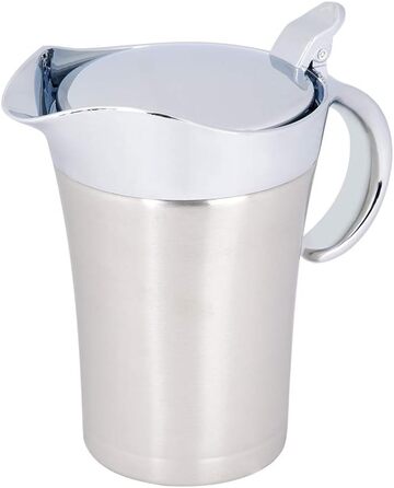Thermo Sauce Pot made of 304 Stainless Steel, Double-Walled, Insulated Sauce Pot with Lid, Serving Jug, Bucket with Drip-Free Spout for Juice, Tomato Sauce, Kitchen Accessories (Large 750ml)