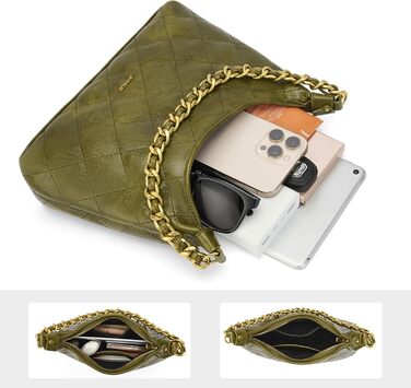 Сумка жіноча через плече крос-боді, PU шкіра, міні Hobo Bag, оливково-зелена - трендова сумка для побачень, вечірок, прогулянок