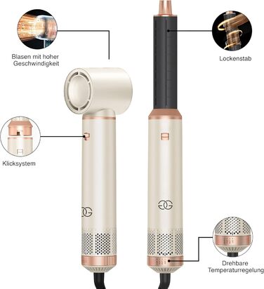 Набір для укладки волосся Golden Goods 5-в-1: фен-щітка, плойка, стайлер, 1000W
