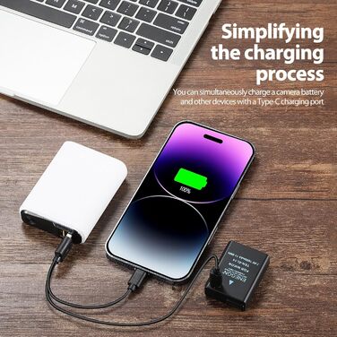 Зарядний пристрій ENEGON EN-EL14 20W з подвійним акумулятором, швидка зарядка, сумісний з Nikon D3100, D3200, D3300, D3400, D3500, D5100, D5200, D5300, D5500, D5600, Coolpix P7000, P7100, DF, LCD-дисплей, 2 USB-C для прямої зарядки камер