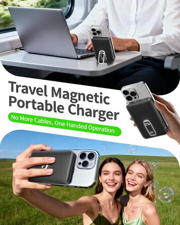 Power Bank MagSafe 10000mAh з USB-C кабелем, 22.5W, бездротова зарядка для iPhone 17/16/15/14/13/12 Max/Pro/Plus (Сірий)