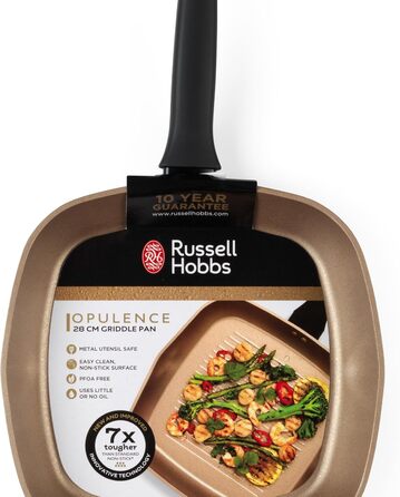 Гриль-сковорода Russell Hobbs 28 см, з антипригарним покриттям, без ПФОА, для індукції