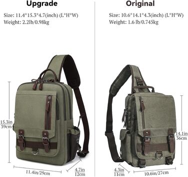 Спортивна сумка-слінг mygreen Canvas Crossbody Bag через плече, водостійкий рюкзак-сумка для прогулянок та outdoor, армійський зелений, XL