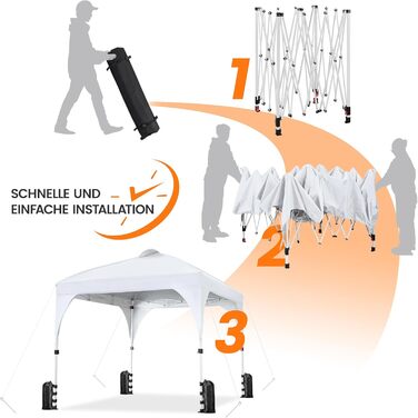 Yaheetech Pop-Up Gazebo 2.4 x 2.4 m, Adjustable Height Garden Gazebo, Waterproof & Sun Protection Party Tent, Garden Tent with Rolling Carry Bag for Outdoor Market, Garden, Courtyard, (White, 2.43x2.43m)