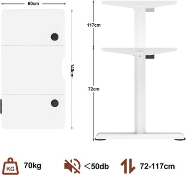 Devoko Height Adjustable Desk Electric 140×60cm With Monitor Stand, Electric Height Adjustable Desk with 2 Height Memory Control, Ergonomic Sit-Stand Desk (Vintage Brown)