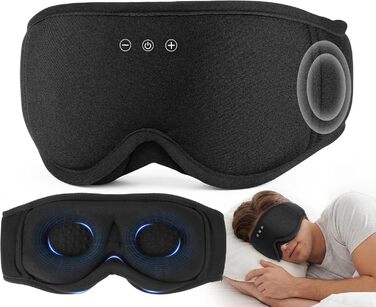 Маска для сну з навушниками Bluetooth LC-dolida 3D, повна блокада світла, чорний колір