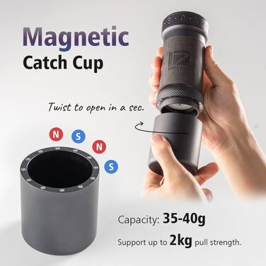 Кавомолка ручна 1Zpresso K-Ultra Eisengrau (сірий метал) з сумкою, сталевий конічний жернова, регулювання помолу, універсальна