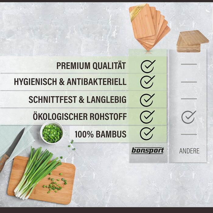 Набір з 6 дерев'яних підставок для сніданку з бамбука, 22x14x0,8 см