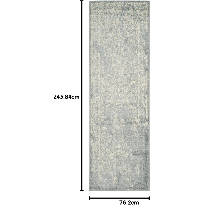 Килим SAFAVIEH Distressed для вітальні, їдальні, спальні - колекція Adirondack, короткий ворс, 122 x 183 см (Шифер та Слонова кістка, 76 x 244 см (Драпіровка))