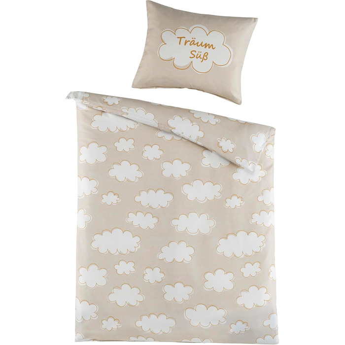 Комплект постільної білизни Kinder для дітей дівчаток та хлопчиків | 100x135 см + 40x60 см | 100% бавовна Renforcé | Застібка-блискавка | Принцеса – Зірки | рожевий/рожевий (100 x 135 см, Вовченятко)