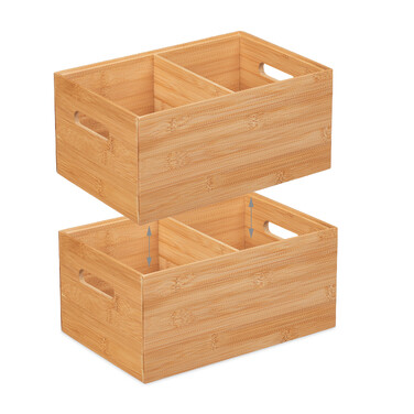 Relaxdays Storage Box with 2 Compartments and Handles