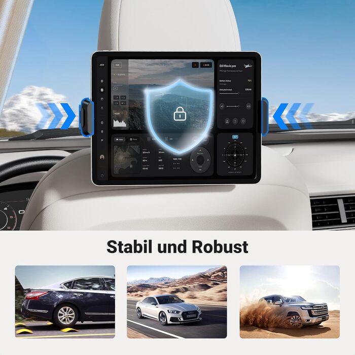 Утримувач для планшета UGREEN в авто, 360° обертання, регульований, універсальний, сумісний з 4.7-12.9 дюймів