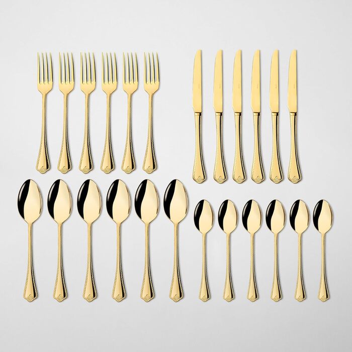 Нержавіюча сталева стололова посуд: набір 24 шт. на 6 осіб - елегантний набір для щоденного використання та особливих випадків, стійкий до корозії