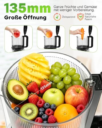 Шнекова соковижималка WIE 135мм Slow Juicer для цілих овочів та фруктів, ємність 2.6л