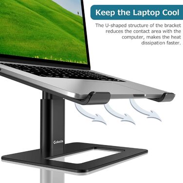 Підставка для ноутбука GOKEDA: ергономічна, регульована, з алюмінію, 11-17 дюймів, чорна