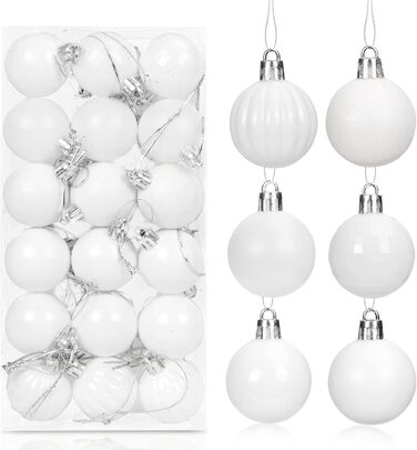 Набір прикрас на ялинку 36 шт, пластикові кулі 4 см, набір ялинкових прикрас для святкування, новорічний декор (білий)
