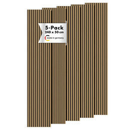 Акустичні настінні панелі Momento з натурального дуба 240x50 см (5 шт), ламелі для шумоізоляції, колір дуб натуральний, чорний фетр, Made in Germany