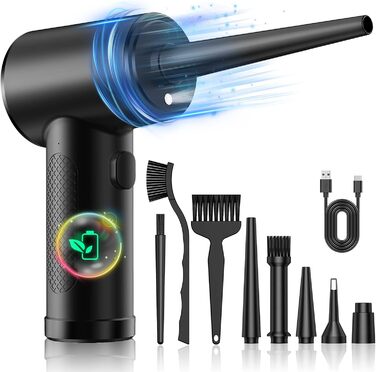 Електричний пилосос-бластер VANBAR для чищення клавіатури, диванів, авто та офісної техніки. Акумулятор 7600mAh, 3 швидкості, USB-зарядка, щітка.