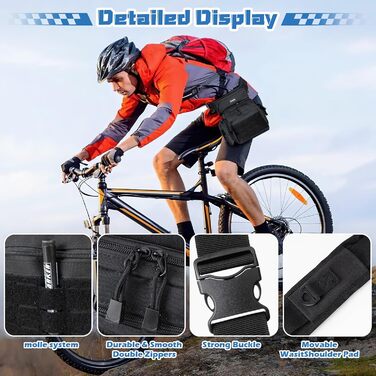 Тактична нагрудна сумка на ногу Jueachy, водонепроникна, для риболовлі, кемпінгу, чорного кольору (великий об'єм)