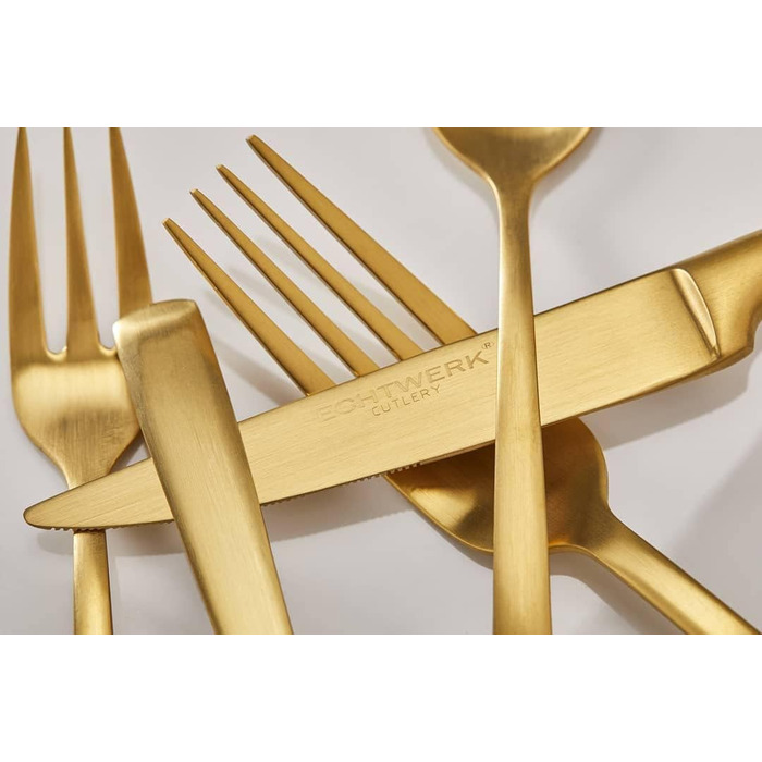 ECHTWERK Avelino Flatware Set, Gold Edition, 20-piece, Dinnerware for up to 4 people, 18/10 Stainless Steel, Matte Finish, High-Quality Cutlery Set, for Dining Table, Table Decoration for Weddings & Festive Occasions