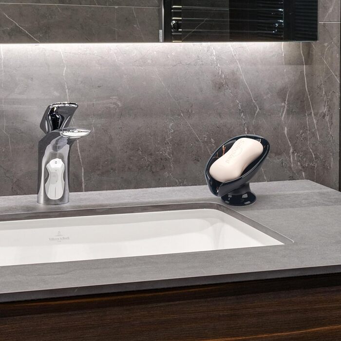 Керамічна мильниця з піддоном для води, білий/чорний, для ванної, душу, кухні