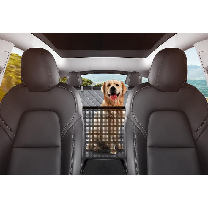 Захисний чохол на сидіння для собак, для автомобілів, SUV та вантажівок з сіткою у вікно, стійкий до подряпин, нековзний та водонепроникний, з поворотком для повідка (Рожевий). Чохол на сидіння та поводок для собак (Сірий)