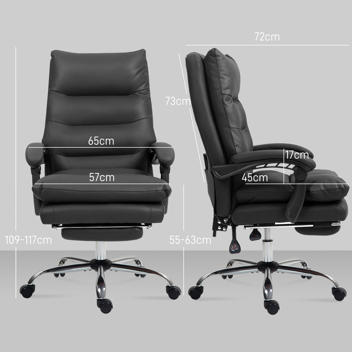 Vinsetto Office Chair with Massage Function, Ergonomic Desk Chair with Reclining Function, Heating Function, Adjustable Height Computer Chair with Footrest, Swivel Function, Black | Aosom