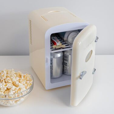 Міні-холодильник Flamingueo 4L: 12V/220V, охолодження та нагрів, для кімнати/столу, бежевий