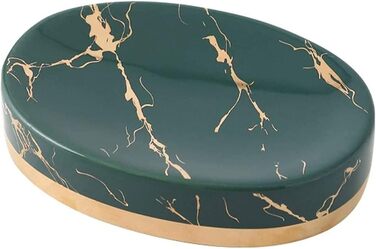 Керамічна мильниця FülleMore з імітацією мармуру, 12x8.5 см, темно-зелений колір