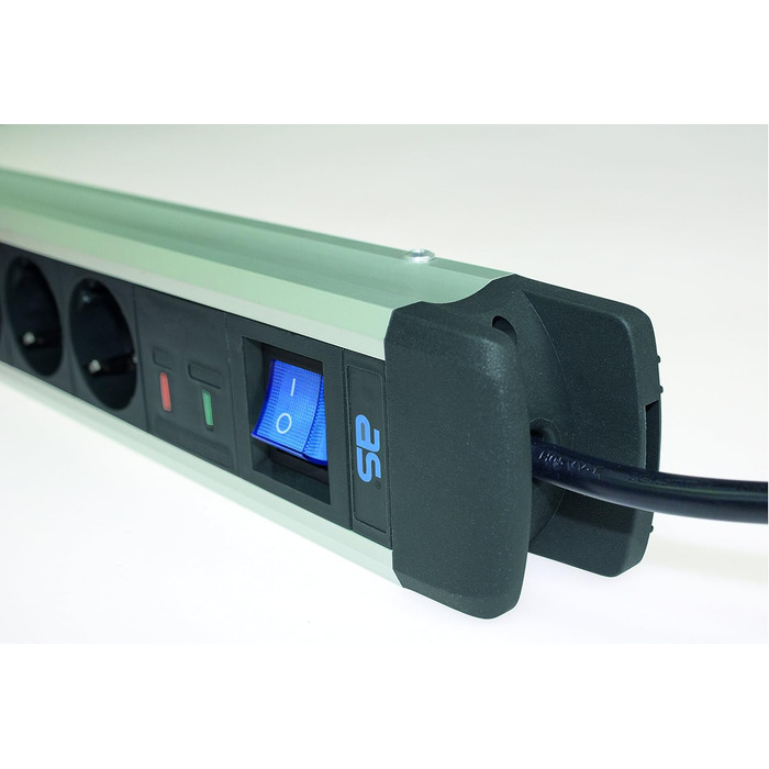 Многорозетка Schwabe ALUX чорна з перенапручувачем, 10 розеток, 1.5м кабель, IP20, для кріплення на стіні, 18360