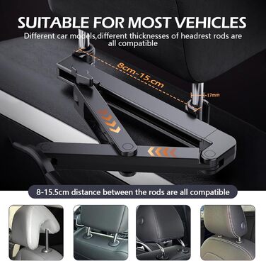 Тримач для планшета Romon у автомобіль, кріплення до підголівника, універсальний, 360° обертання, для смартфонів та планшетів 4.7-13'