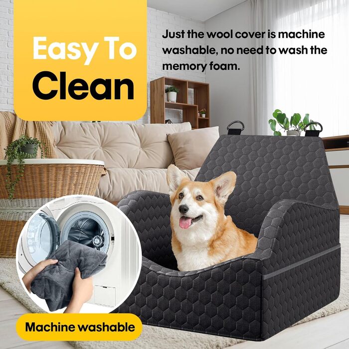 Автокрісло для собак UNICITII, чорне, до 13.6 кг (S), з ременем безпеки