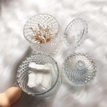 Контейнер для ватних паличок та дисків 2 шт. Прозорий скляний органайзер для ванної кімнати, туалетного столика. Підходить для ватних паличок, дисків, солі для ванни.