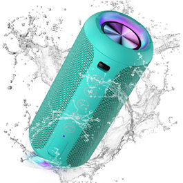 Портативна Bluetooth колонка Ortizan з RGB підсвічуванням, IPX7 водостійкість, 30 годин роботи, Bass Boost, TWS, AUX, TF картка, мікрофон (BLUE-GREEN)