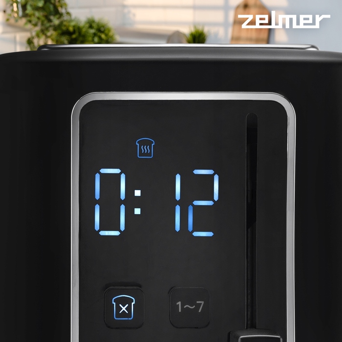Тостер Zelmer ZTS7990, чорний, 7 рівнів просмаження, 750 Вт, на 2 скибки