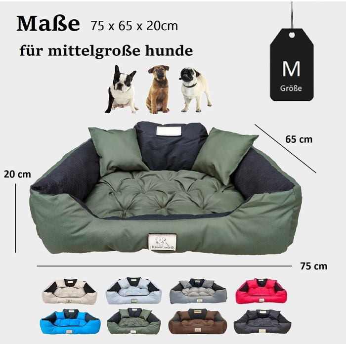 Ортопедичне ліжко для собак King Dog, зелене, M (75 x 65 см), водонепроникне, з силіконовою начинкою