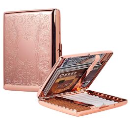 Металеве табакерка в стилі ретро, рожевий, для 20 сигарет 100mm, захисний портмоне