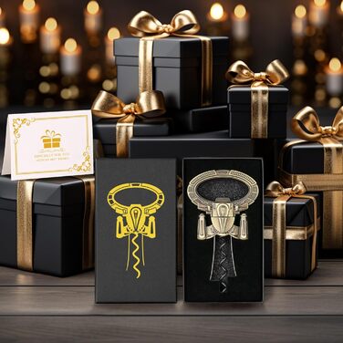 Відкривачка для вина LKKCHER з двома зубцями, для старих винних пляшок, професійна, бронзова з подарунковою коробкою та листівкою