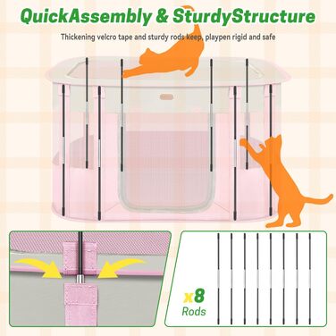 Клітка-манеж для тварин, розкладний загін для кошенят/цуценят, клітка для собак, манеж для цуценят для дому, переноска з сумкою, намет, для відпочинку на природі, кемпінг, рожевий, розмір L