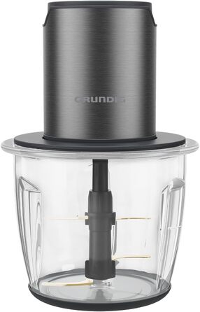 Подрібнювач Grundig Delisia Novus CH 7140 Професійний, 500 Вт, 4 ножі з покриттям цирконієм, Скляна чаша 1л, 2 швидкості, Dark Inox/Чорний