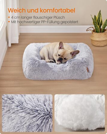 Крісло-ліжко для собак Feandrea, 71x55x18 см, м'яке, з піднятими бортиками, знімний чохол, антиковзаюче, Ombré сірий PGW271G01 M