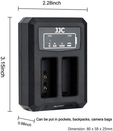 Зарядний пристрій LP-E17 USB Dual для Canon EOS R10, RP, M6, M6 Mark II, M5, M3, 77D, 850D, 800D, 760D, 750D, 250D, 200D II, 200D камери Canon